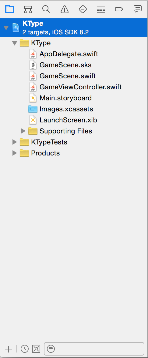 Xcode file pane.